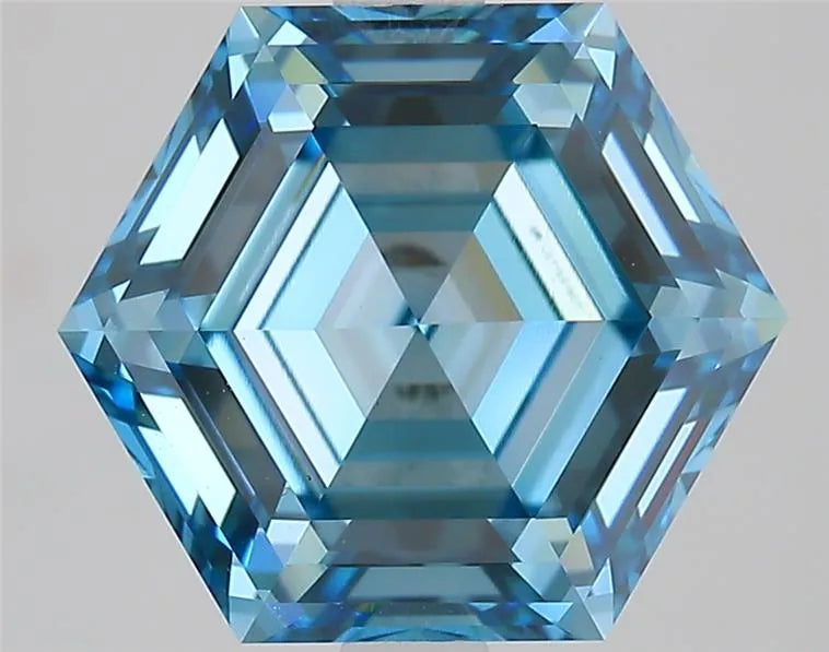 3.10ct Hexagonal Lab Grown Diamond (Colour Fancy Vivid Blue, Clarity VS1, IGI Certified)
