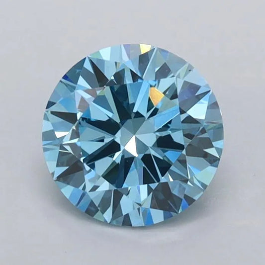 1.00ct Round Lab Grown Diamond (Colour Fancy Vivid Blue, Clarity VVS2, Cut EX, IGI Certified)