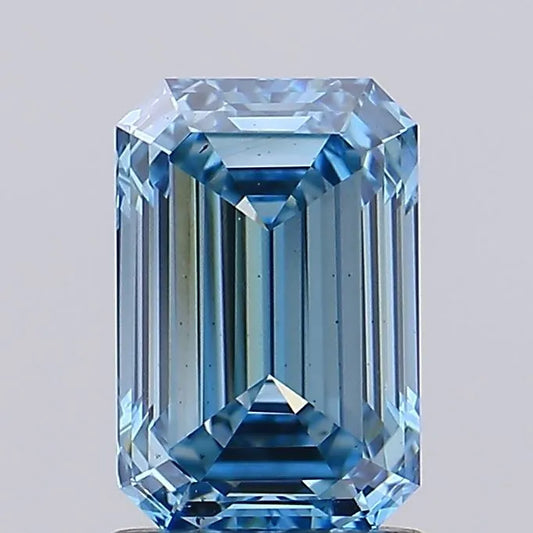 1.58ct Emerald Lab Grown Diamond (Colour Fancy Vivid Blue, Clarity VS1, IGI Certified)