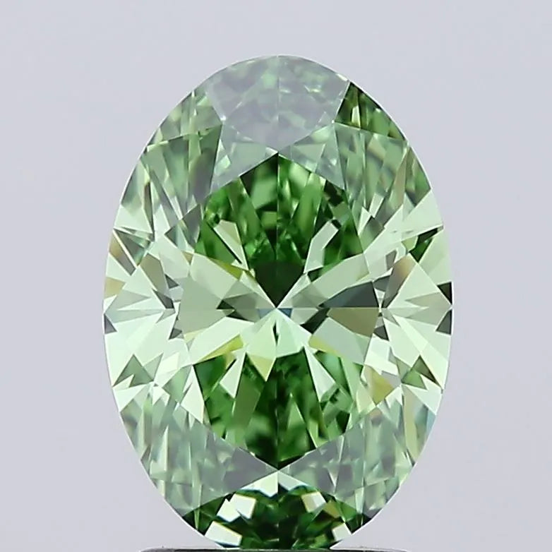 2.00ct Oval Lab Grown Diamond (Colour Fancy Vivid Green, Clarity VVS1, IGI Certified)