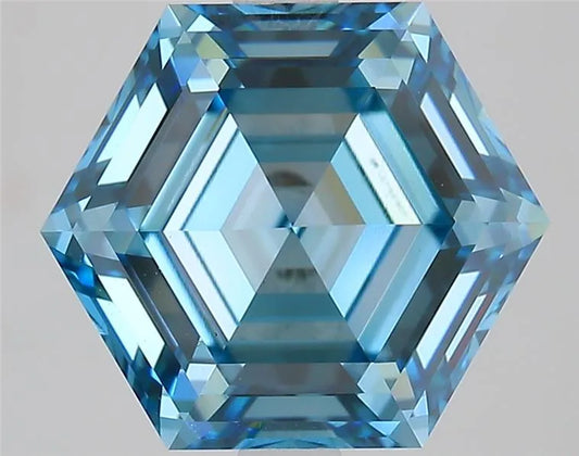 3.10ct Hexagonal Lab Grown Diamond (Colour Fancy Vivid Blue, Clarity VS1, IGI Certified)