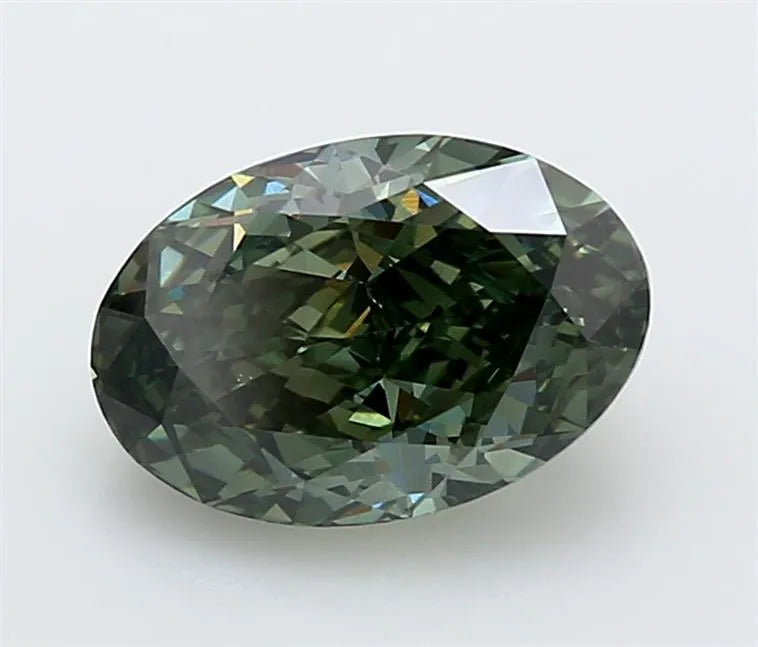 3.14ct Oval Lab Grown Diamond (Colour Fancy Vivid Green, Clarity VVS2, IGI Certified)