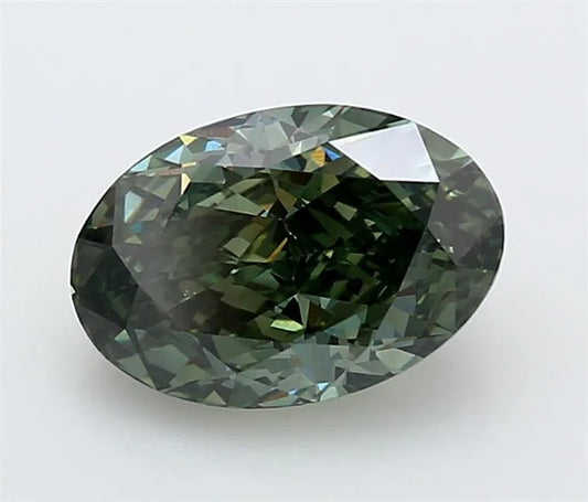 3.14ct Oval Lab Grown Diamond (Colour Fancy Vivid Green, Clarity VVS2, IGI Certified)