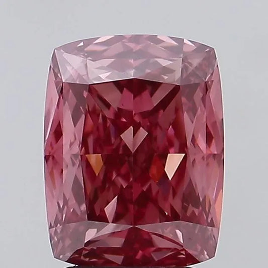 3.15ct Cushion modified Lab Grown Diamond (Colour Fancy Vivid Brownish Pink, Clarity VS1, IGI Certified)
