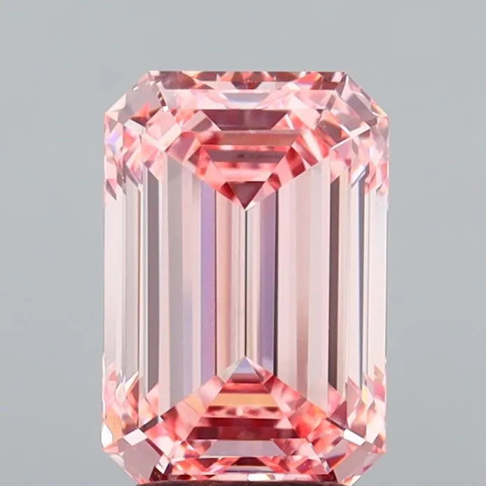 3.25ct Emerald Lab Grown Diamond (Colour Fancy Vivid Pink, Clarity VVS2, IGI Certified)